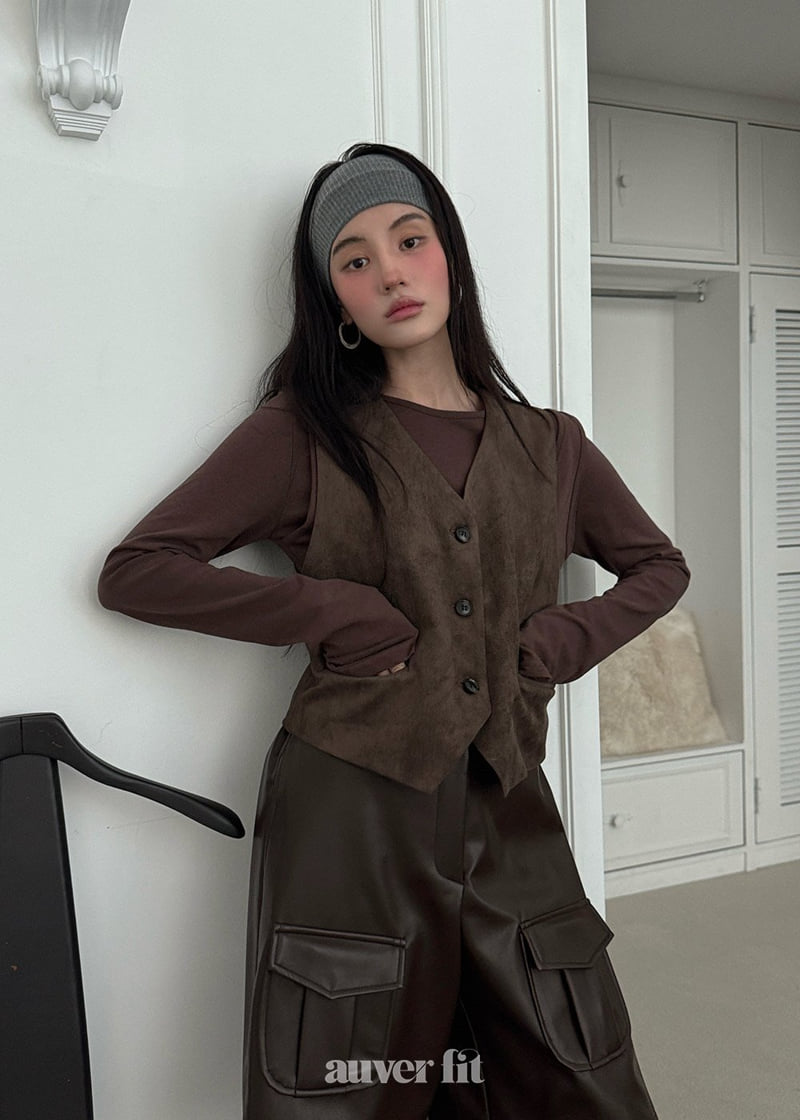 Auver_Fit - Korean Women Fashion - #womensfashion - Suede Vest