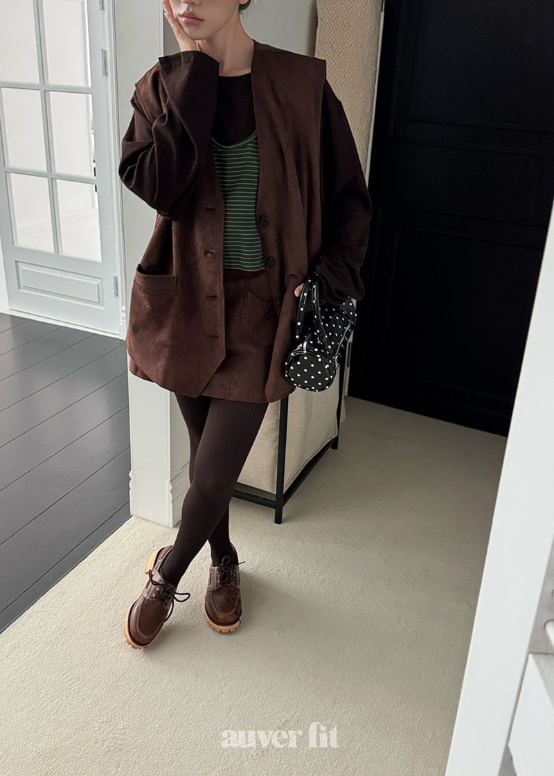 Auver_Fit - Korean Women Fashion - #momslook - Suede Oversized Vest - 4