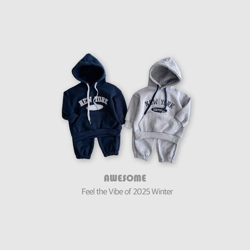 Awesome Bebe - Korean Children Fashion - #childrensboutique - Fleece New York Hoodie Set - 2