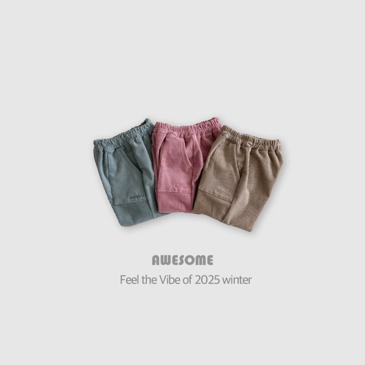Awesome Bebe - Korean Children Fashion - #childrensboutique - Brushed Corduroy Tapered Pants - 10