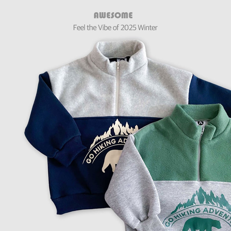 Awesome Bebe - Korean Children Fashion - #fashionkids - Bear Half-Zip Top Bottom Set - 6