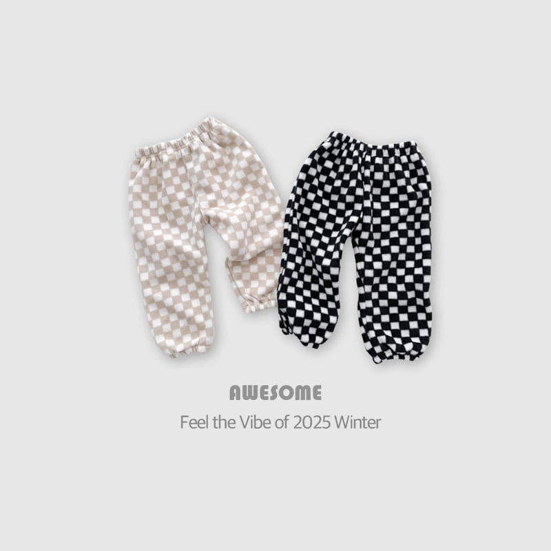 Awesome Bebe - Korean Children Fashion - #kidsstore - Checkerboard Fleece Pants - 2