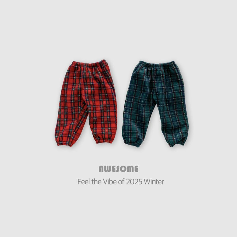 Awesome Bebe - Korean Children Fashion - #kidzfashiontrend - Tartan Check Fleece Pants - 2