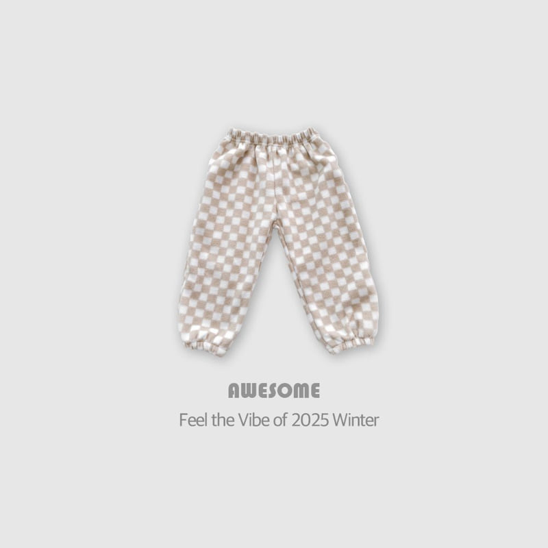 Awesome Bebe - Korean Children Fashion - #littlefashionista - Checkerboard Fleece Pants - 5