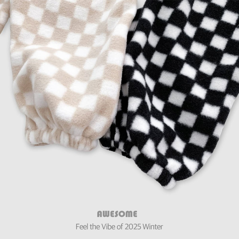 Awesome Bebe - Korean Children Fashion - #minifashionista - Checkerboard Fleece Pants - 7
