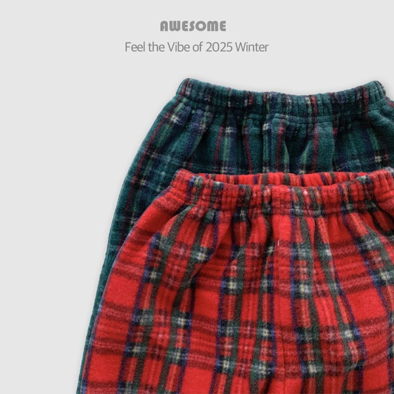 Awesome Bebe - Korean Children Fashion - #minifashionista - Tartan Check Fleece Pants - 6