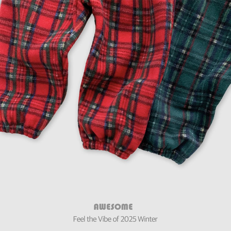 Awesome Bebe - Korean Children Fashion - #prettylittlegirls - Tartan Check Fleece Pants - 7