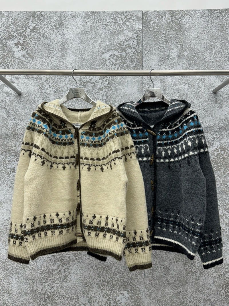 Badcalm - Korean Women Fashion - #momslook - Nordic Duffle Hood Knit - 12