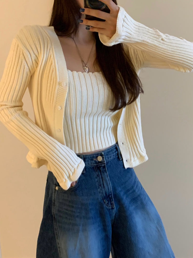 Badcalm - Korean Women Fashion - #momslook - Frill Cardigan Set