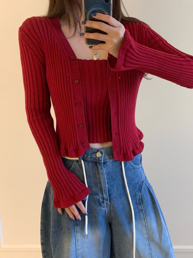 Badcalm - Korean Women Fashion - #momslook - Frill Cardigan Set - 9