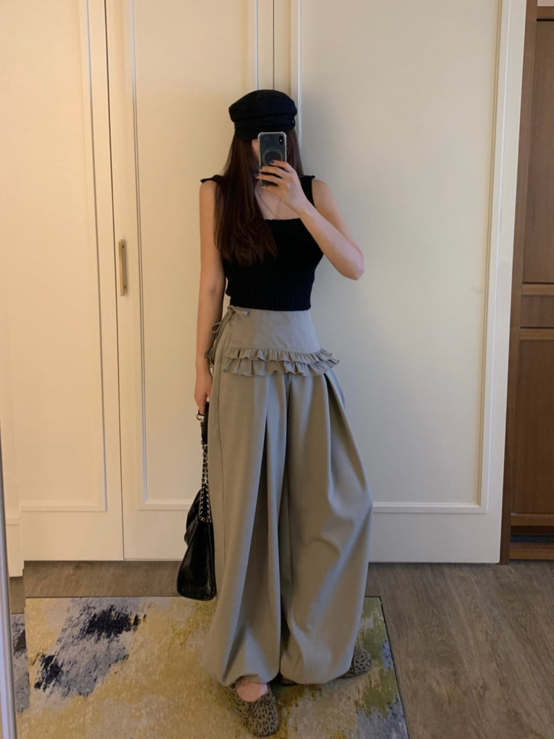 Badcalm - Korean Women Fashion - #momslook - Cord Frill Pants - 2