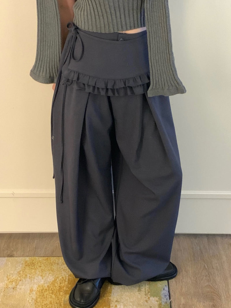 Badcalm - Korean Women Fashion - #momslook - Cord Frill Pants - 6