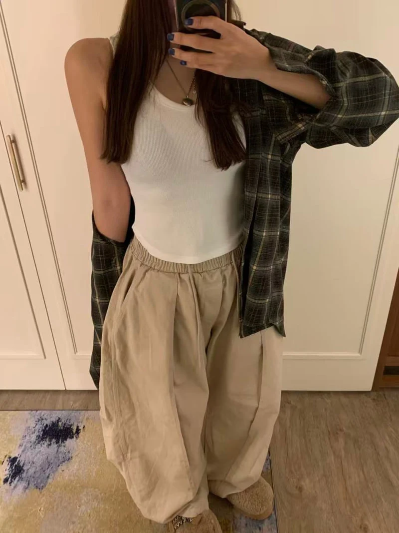 Badcalm - Korean Women Fashion - #womensfashion - Cotton Panel Balloon Pants - 4