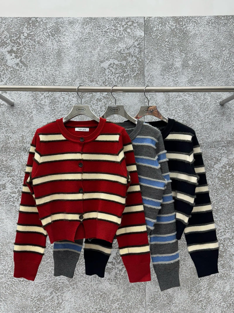 Badcalm - Korean Women Fashion - #momslook - Myu Striped Cardigan - 11