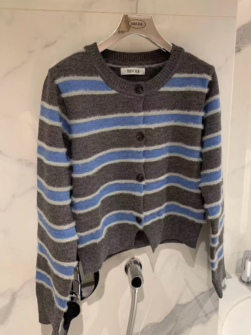 Badcalm - Korean Women Fashion - #momslook - Myu Striped Cardigan - 9