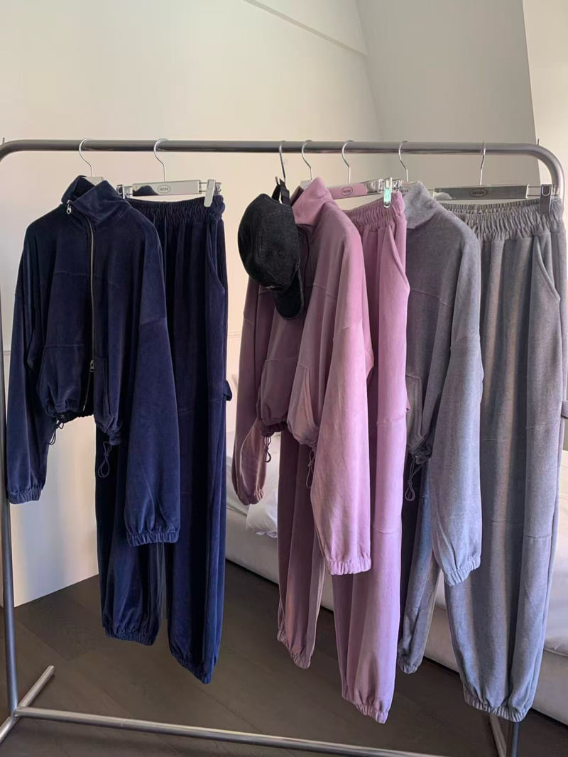 Badcalm - Korean Women Fashion - #momslook - Velour Jogger Pants - 12