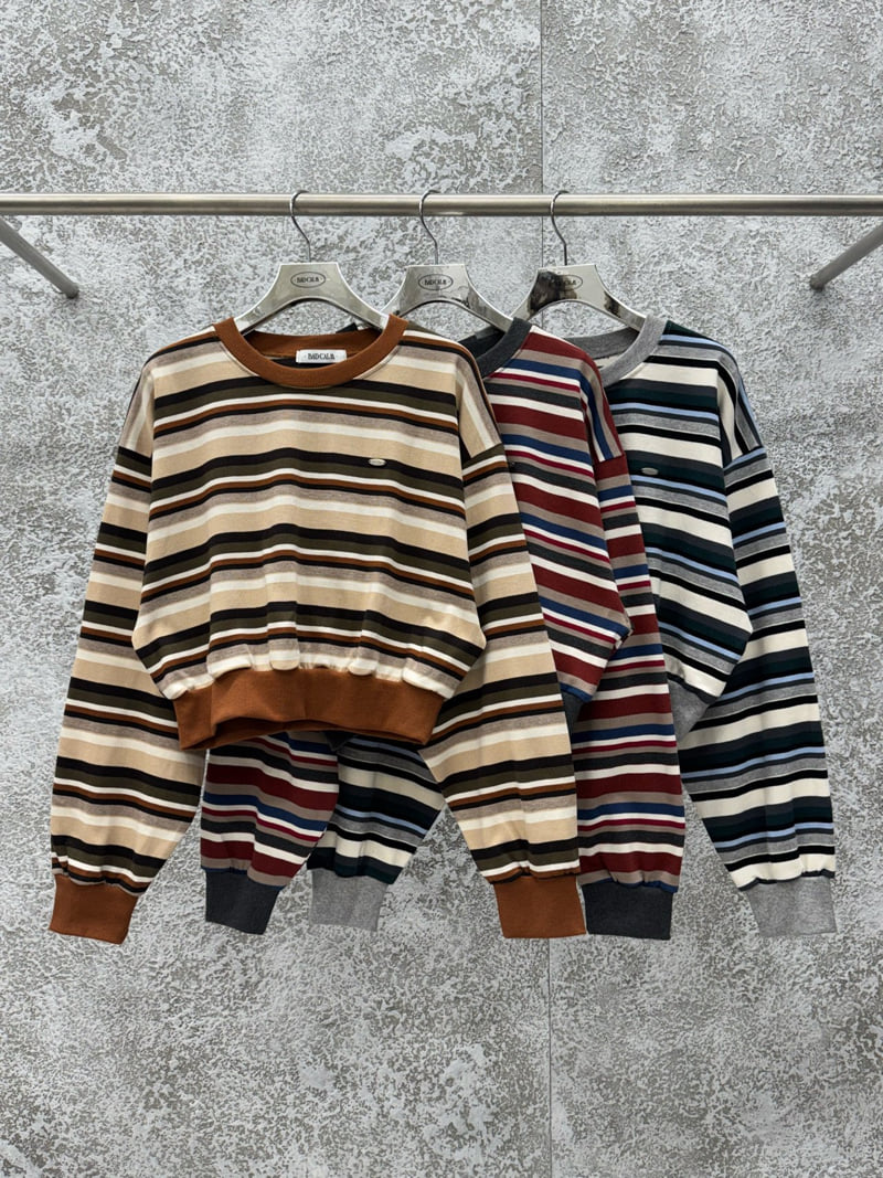 Badcalm - Korean Women Fashion - #momslook - Bronze Stripe Sweatshirt - 12