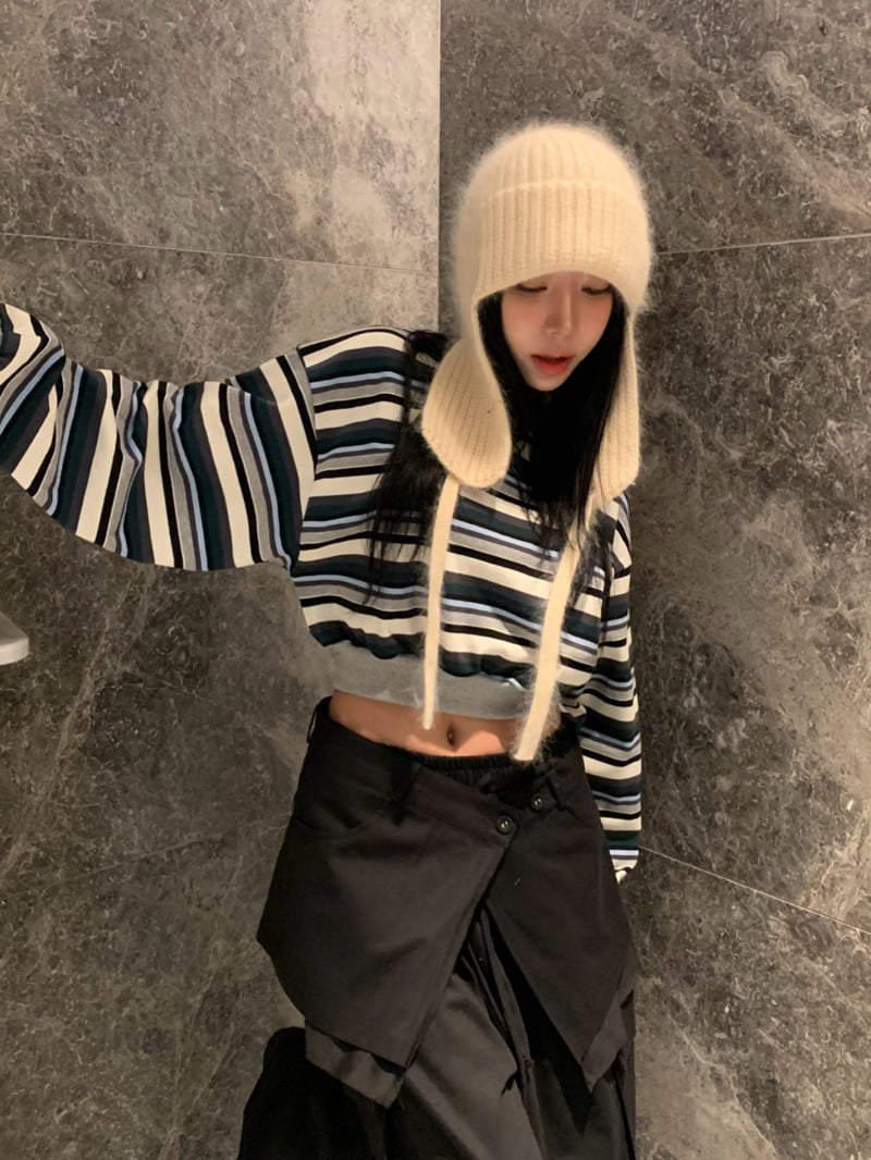 Badcalm - Korean Women Fashion - #restrostyle - Bronze Stripe Sweatshirt - 4