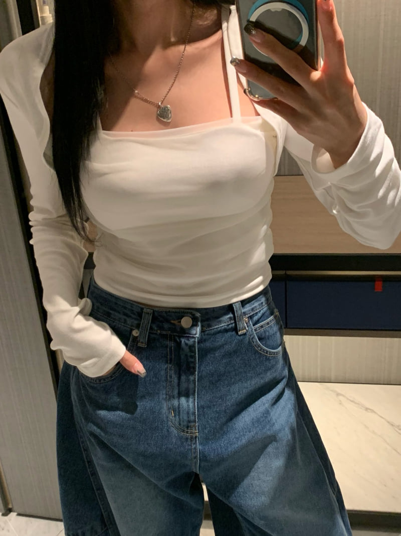 Badcalm - Korean Women Fashion - #romanticstyle - Mesh Bolero Tee - 3