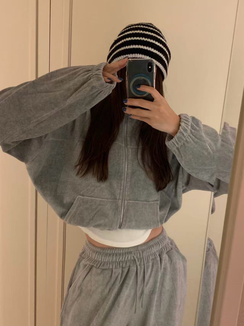 Badcalm - Korean Women Fashion - #shopsmall - Velour Jogger Pants - 9