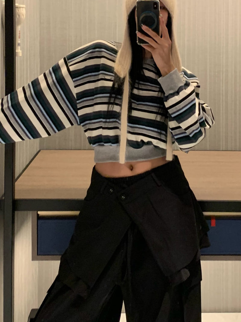 Badcalm - Korean Women Fashion - #thelittlethings - Bronze Stripe Sweatshirt - 7