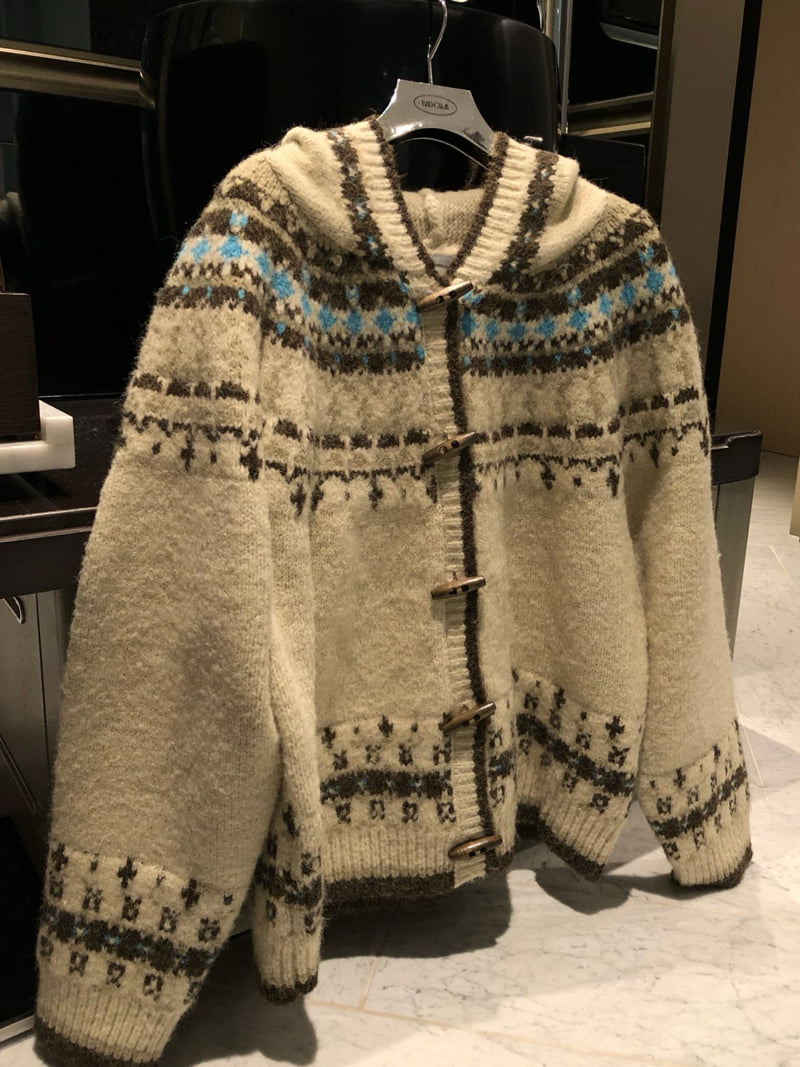 Badcalm - Korean Women Fashion - #womensfashion - Nordic Duffle Hood Knit - 11
