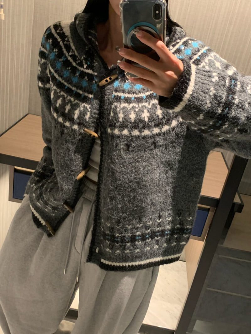 Badcalm - Korean Women Fashion - #womensfashion - Nordic Duffle Hood Knit - 7