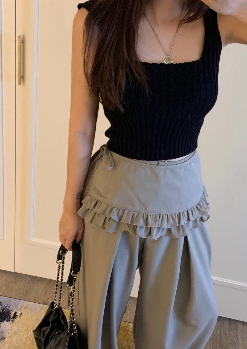 Badcalm - Korean Women Fashion - #womensfashion - Cord Frill Pants