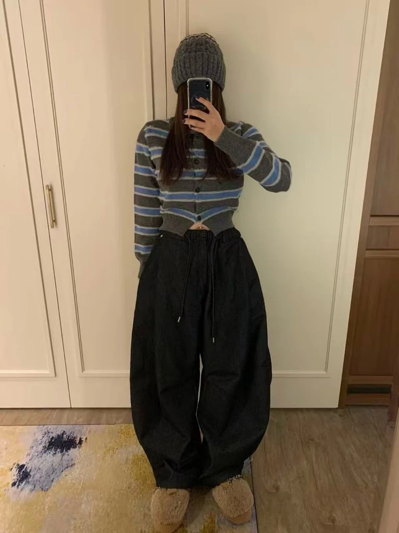 Badcalm - Korean Women Fashion - #womensfashion - Cotton Panel Balloon Pants - 9
