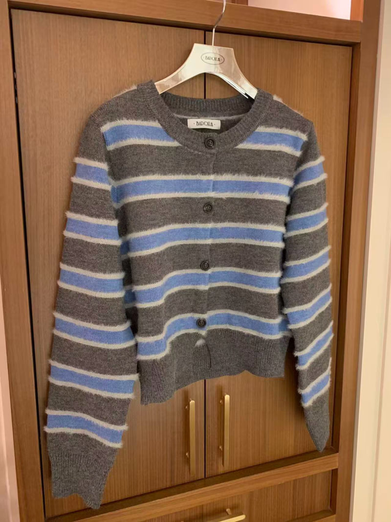 Badcalm - Korean Women Fashion - #womensfashion - Myu Striped Cardigan - 10