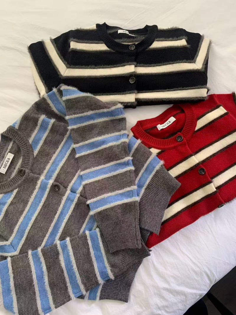 Badcalm - Korean Women Fashion - #womensfashion - Myu Striped Cardigan - 12