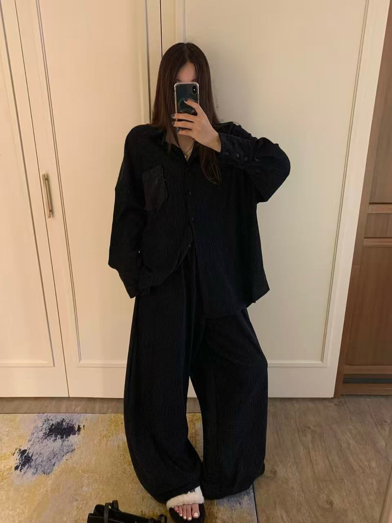 Badcalm - Korean Women Fashion - #womensfashion - Velvet Pleats Set - 8