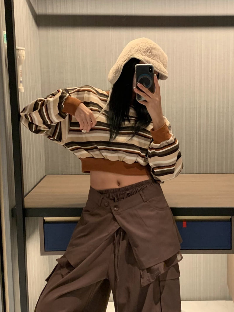 Badcalm - Korean Women Fashion - #womensfashion - Bronze Stripe Sweatshirt - 9