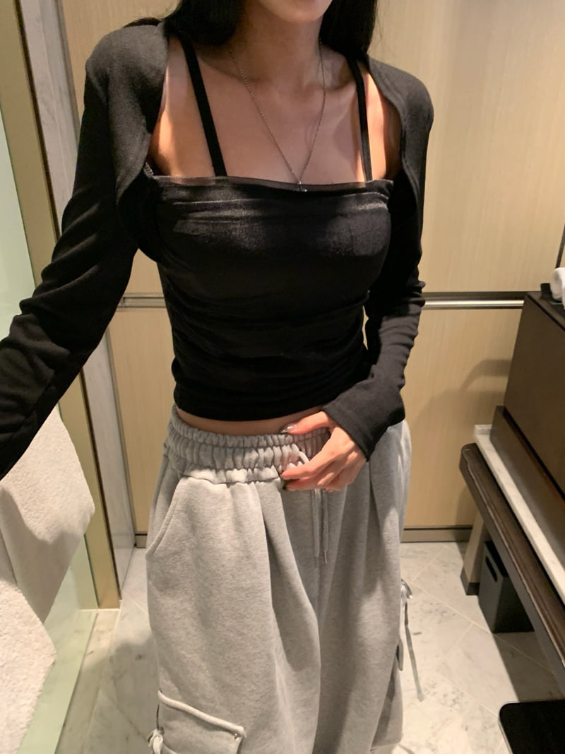 Badcalm - Korean Women Fashion - #womensfashion - Mesh Bolero Tee - 10