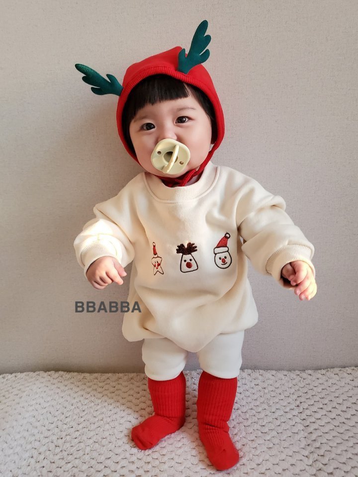 Bbabba - Korean Baby Fashion - #babyboutique - Fleece Santa Land Embroidered Suit - 6