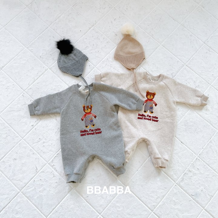 Bbabba - Korean Baby Fashion - #babyootd - Fleece Winter Bear Long Suit - 9