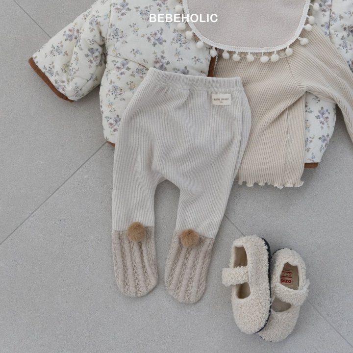 Bebe Holic - Korean Baby Fashion - #babyoutfit - Pom Pom Footed Leggings - 6