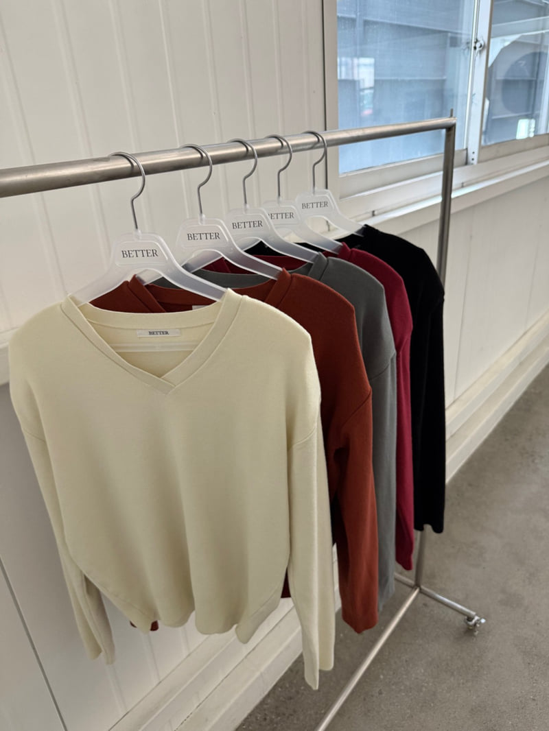 Better - Korean Women Fashion - #momslook - Padded V Neck Knit - 2