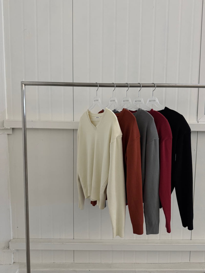 Better - Korean Women Fashion - #womensfashion - Padded V Neck Knit