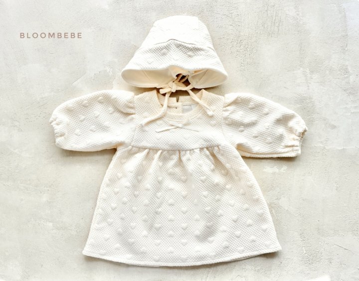 Bloombebe - Korean Baby Fashion - #babyclothing - Jacquard Heart Set (One-piece+Bonnet)