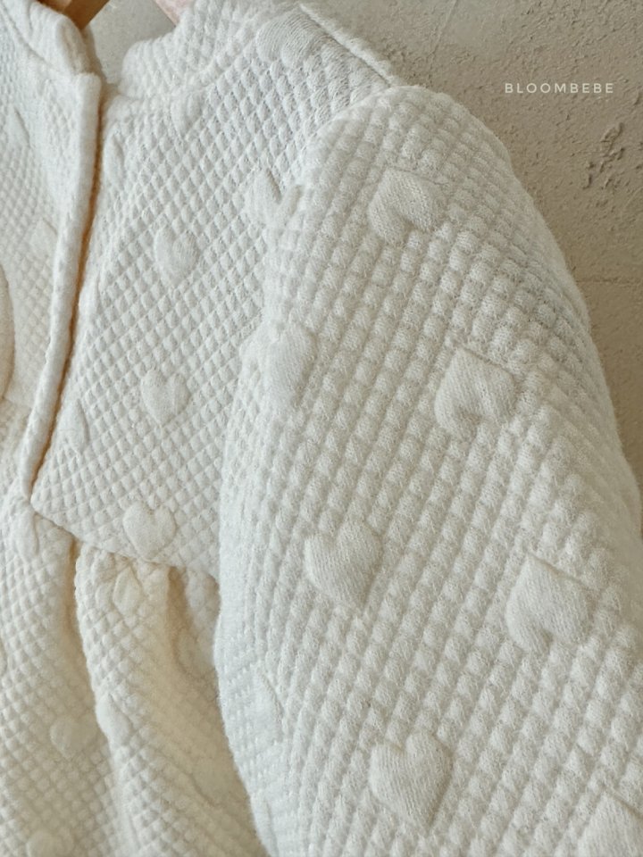 Bloombebe - Korean Baby Fashion - #babyfever - Jacquard Heart Set (One-piece+Bonnet) - 4
