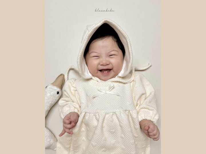 Bloombebe - Korean Baby Fashion - #babyoninstagram - Jacquard Heart Set (One-piece+Bonnet) - 6