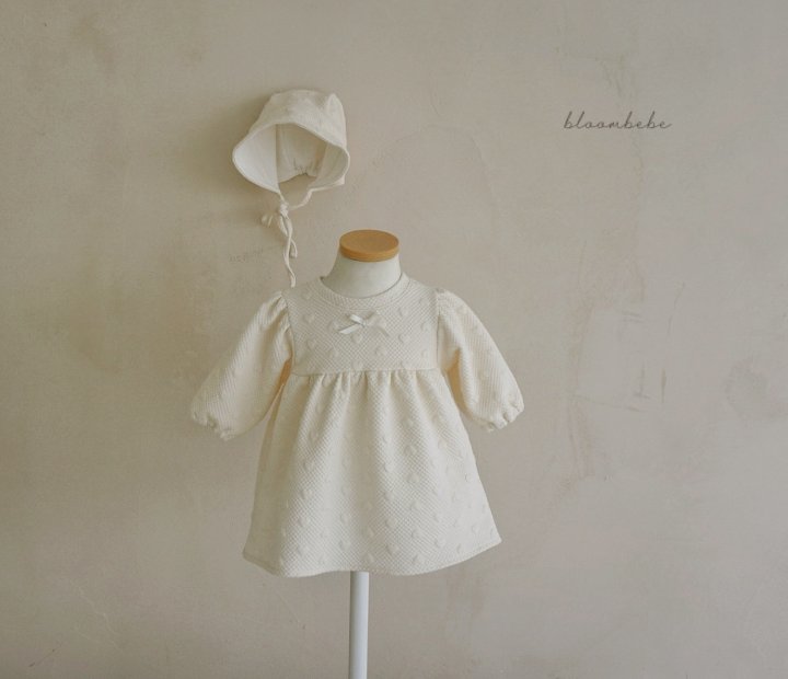 Bloombebe - Korean Baby Fashion - #babyootd - Jacquard Heart Set (One-piece+Bonnet) - 7