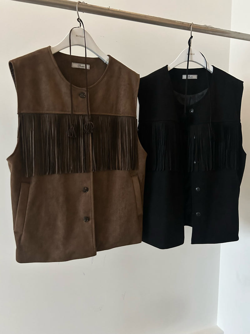 Buckle - Korean Women Fashion - #momslook - Fringe Vest - 2