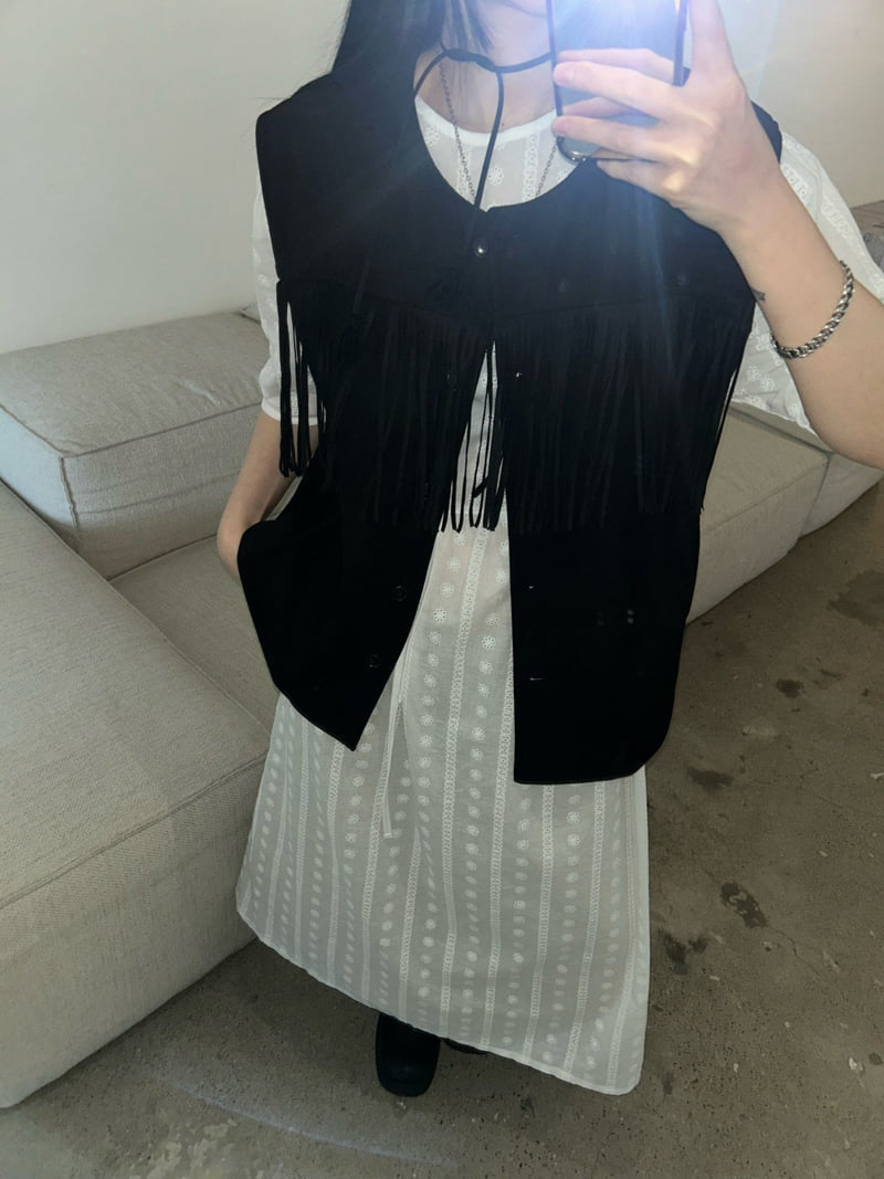 Buckle - Korean Women Fashion - #momslook - Fringe Vest - 6