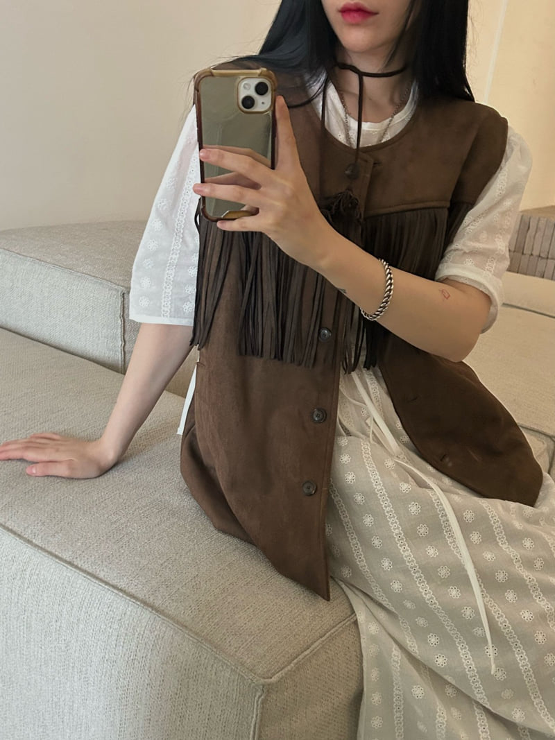 Buckle - Korean Women Fashion - #momslook - Fringe Vest - 7