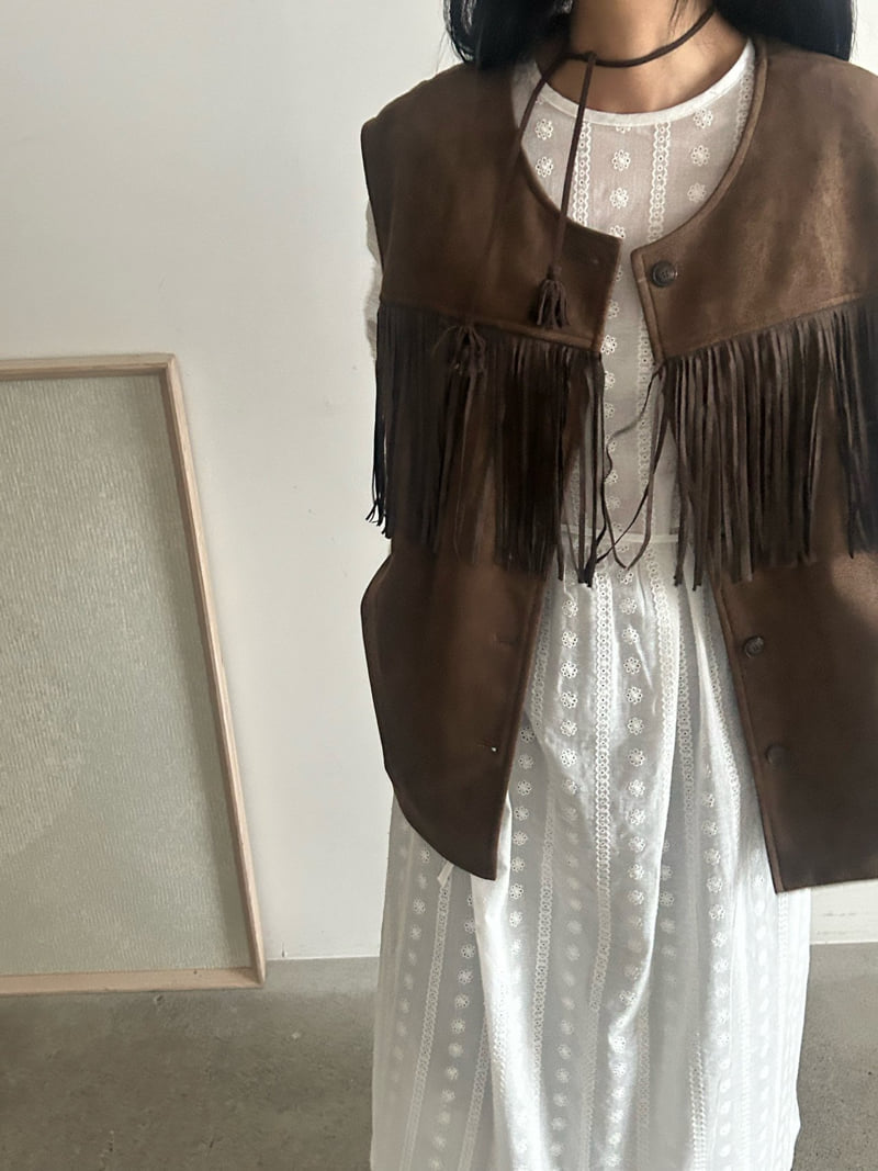 Buckle - Korean Women Fashion - #momslook - Fringe Vest - 8