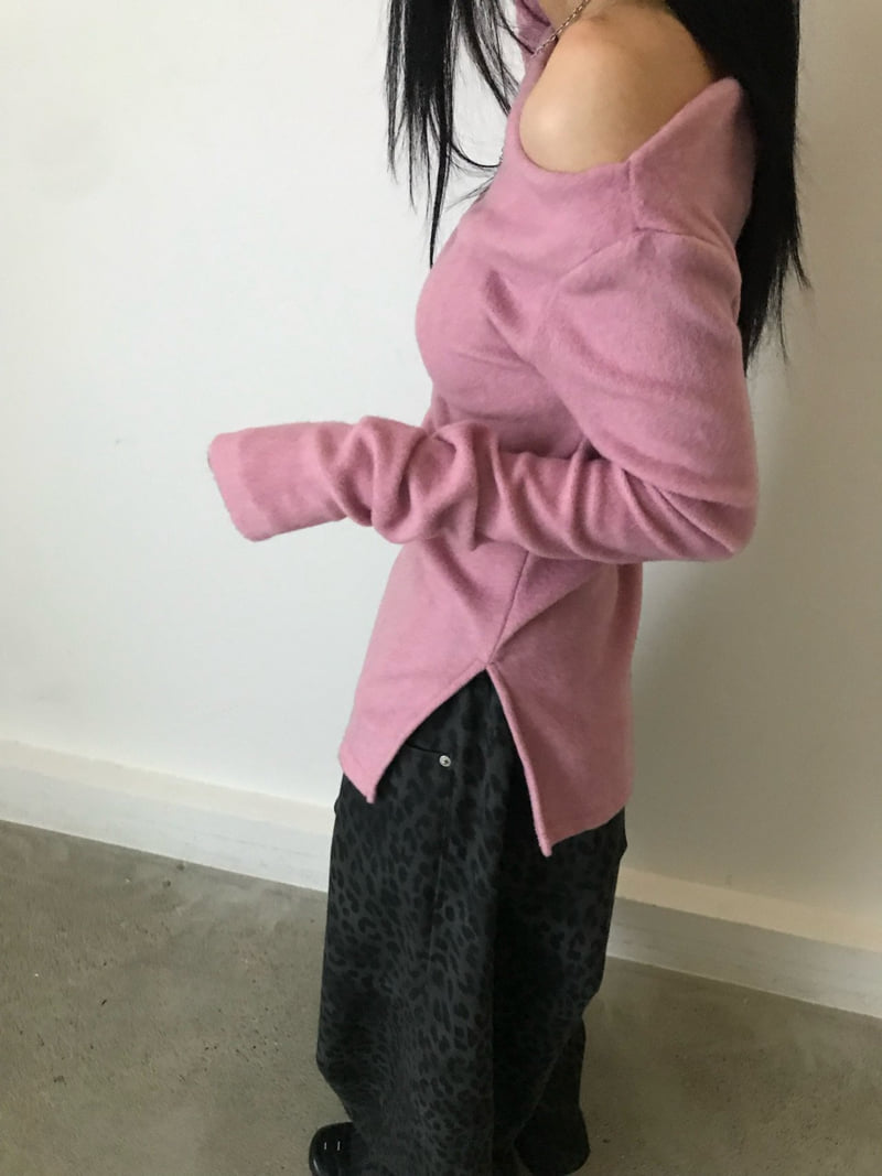 Buckle - Korean Women Fashion - #momslook - Peach Soft Boatneck Tee - 2