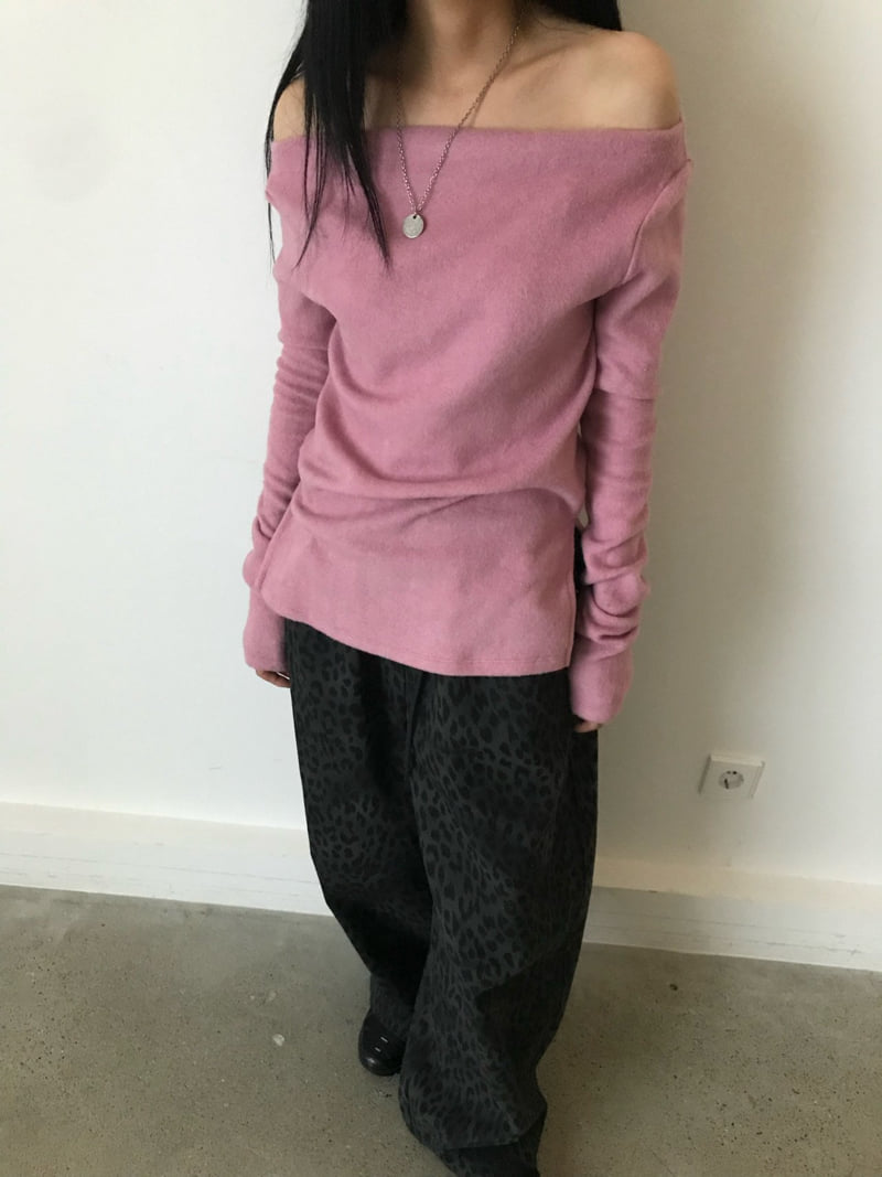 Buckle - Korean Women Fashion - #momslook - Peach Soft Boatneck Tee - 6