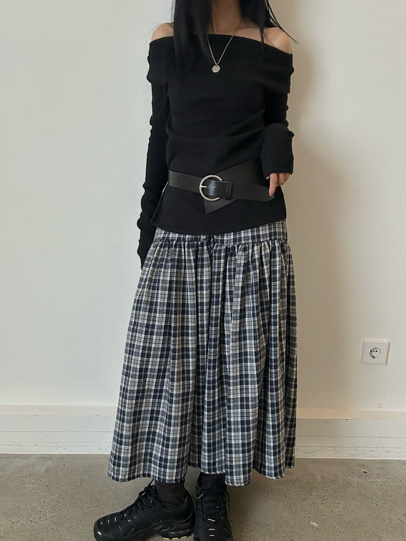 Buckle - Korean Women Fashion - #momslook - Peach Check Long Skirt - 4